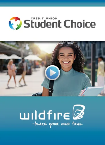 Graphic of student between Wildfire and Student Choice banner