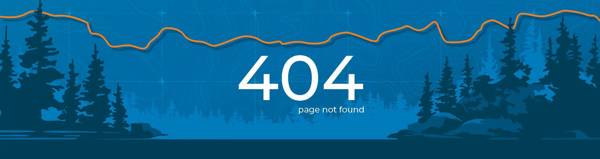 Illustration of a forest scene with a 404 error message and the text "page not found" displayed in the center.