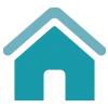 Teal House Digital Icon with open door.