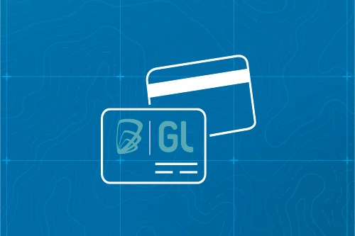 Illustration of two ID cards on a blue background, one labeled with Wildfire logo and 'GL'.
