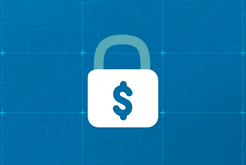 White padlock digital icon with a dollar sign on it.