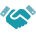 Teal digital icon of two hands shaking.
